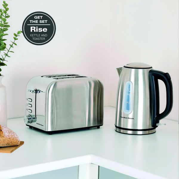 Hamilton Beach Rise Brushed Kettle and 2 Slice Toaster