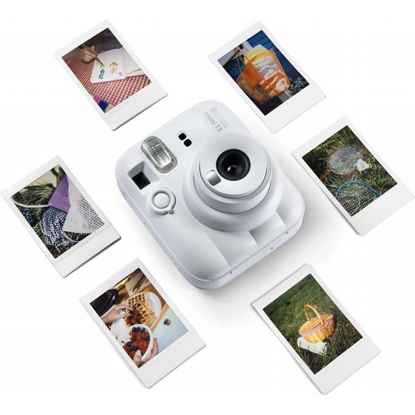 Fujifilm Instax Mini 13 Clay White Instant Camera + 20-Pack Film Bundle (Glossy & Black Edge)