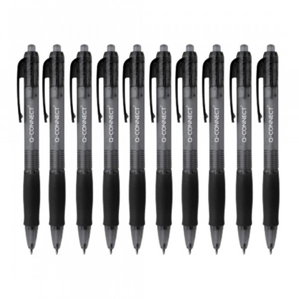 Q-Connect Retractable Ballpoint Pen Black KF00267 - Pack of 10
