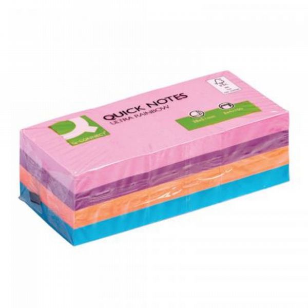 Q-Connect Rainbow Brilliant Pad 38x51mm 100 Sheets Assorted (Pack of 12)